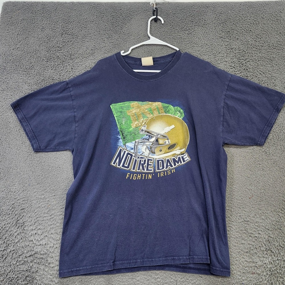 Vintage Notre Dame Fighting Irish Shirt Mens XL Blue NCAA Football Red Oak 90s